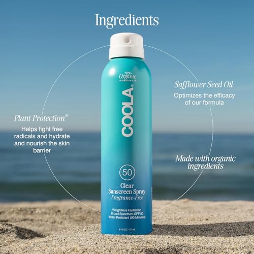 Clear Sunscreen Spray SPF 50 - Water Resistant, Fragrance-Free, 6 Fl Oz