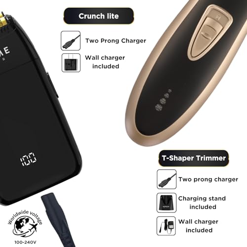 Supreme Trimmer 2-in-1 Crunch Lite Foil Shaver & T-Shaper Trimmer | ST5210 Beard Trimmer & STF600 Electric Razor | Travel Hair Trimmer Set | Black & Gold
