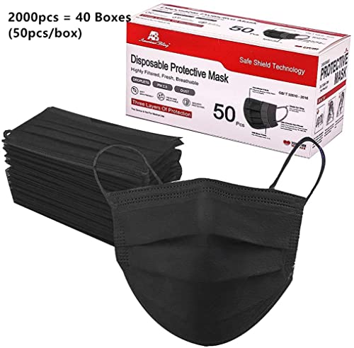 2000PCS Disposable Face Masks Bulk Pack - 3-Layer Breathable Non-Woven Masks for Adults