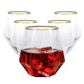 Clear and Gold 80PCS Diamond Stemless Plastic Wine & Whiskey Glasses - Gold Rim