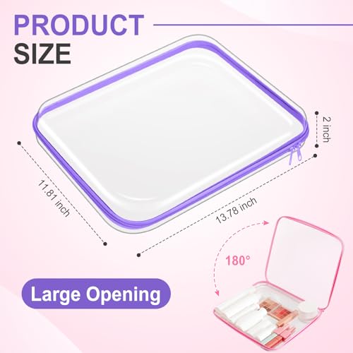 Hoolerry 4 Pcs Hard Clear Zipper Case Makeup Bags Plastic Zipper Pouch Transparent Storage Box Containers for Cosmetics, Snacks, Building Blocks, Puzzles(Clear,13.8 x 11.8 x 2 in,Multicolor)