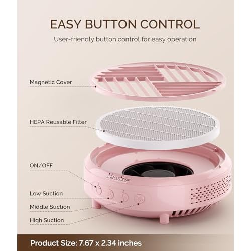 MelodySusie Nail Dust Collector with UV Gloves for Gel Nail Lamp