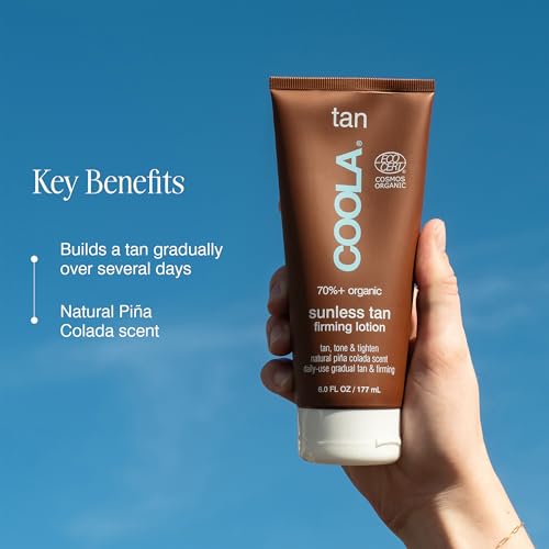 COOLA Organic Sunless Self Tanner Body Firming Lotion, Dermatologist Tested Anti-Aging Skin Care, Vegan and Non-GMO, Pi?a Colada, 6 Fl Oz