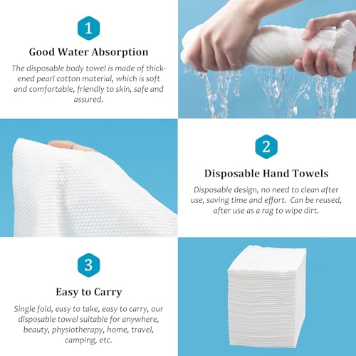 Disposable Hair & Body Towels 100 PCS Ultra Soft Quick Dry Spa Towels 28x12in