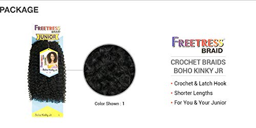 Crochet Braids Kit - Boho Kinky Jr Synthetic Hair 3-Pack, 1B