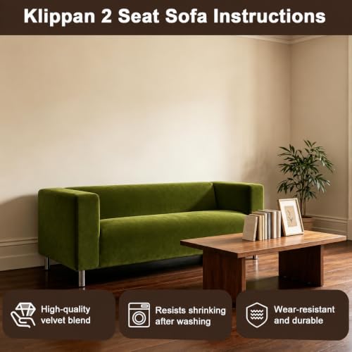 Klippan Loveseat Velvet Slipcover - Green, F-Green Variation