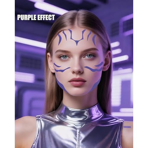 7 Sheets Movie Anime Purple Temporary Tattoos Cosplay Tattoo Stickers Halloween Cosplay Tattoos Stickers Dance Cosplay Tattoos Halloween Cosplay Accessories Party Prop