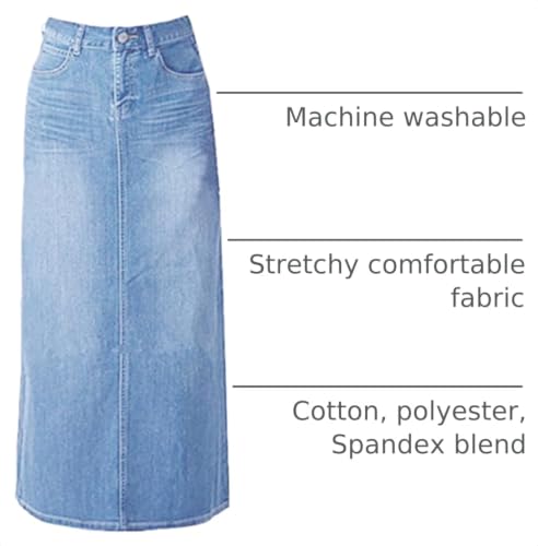 Long Denim Skirt with Pockets - Sky Blue Maxi Skirt for Women - 4 Variation