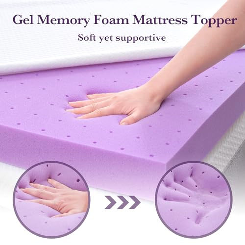 SINWEEK Queen Size 3-Inch Gel Memory Foam Mattress Topper with Cooling Cover