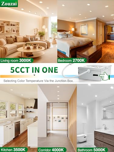 6 Inch LED Recessed Light 12W 1080LM Dimmable 5CCT Ultra-Thin Ceiling Lamp