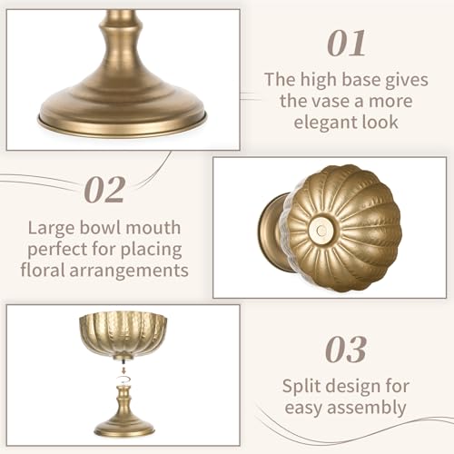 Gold Urn Vase for Wedding & Events - 10Pcs Distressed Compote Centerpieces (Variation: Gold / 10Pcs)