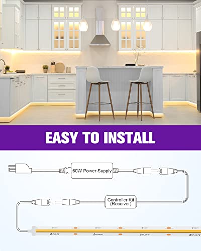 HitLights 16.4ft COB LED Strip Kit 24V Warm White 3000K with Remote