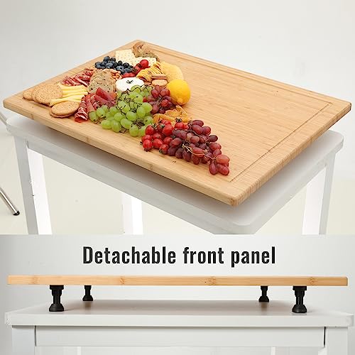 Gas Stove Cover Board with Legs & Juice Grooves - Adjustable Bamboo Noodle Board for Kitchen & RV