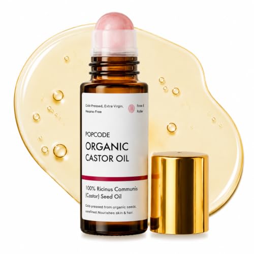 Organic Castor Oil Roll-On with Rose Quartz Roller Ball, 1.7 oz