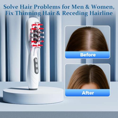 Red Light Therapy Hair Growth Device with Scalp Massager & Liquid Reservoir