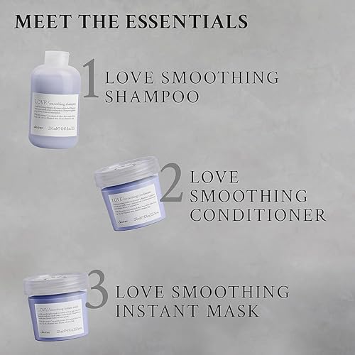 Davines LOVE Smoothing Shampoo, Taming Anti-Frizz Gentle Cleansing Action for Wavy, Unruly, Coarse Hair - Gives Shine, Elasticity, Softness, and a Sleek Smooth Look with Olive Extract, 16.9 Fl Oz