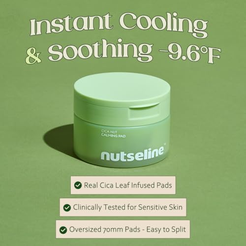 Cica Nut Calming Pads 60 Sheets Korean Skincare ? Soothing & Hydrating Cooling Pads for Sensitive Skin, Niacinamide & Centella Extract, Redness & Irritation Relief