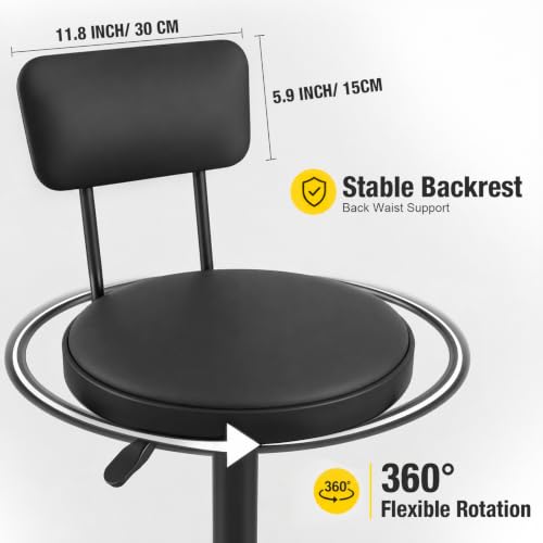 YELLOW JACKET Bar Stool, Adjustable Swivel Stool with Backrest, Height