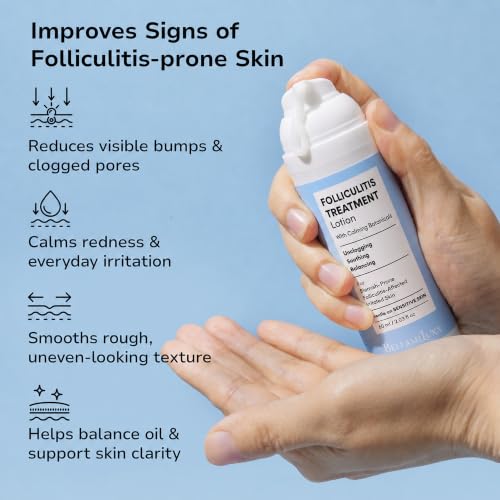 Folliculitis Treatment Lotion 1 Pack - Calming Body, Scalp & Face Care with Salicylic & Glycolic Acid