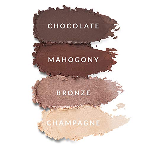 Xtreme Lashes Glideshadow Long Lasting Eyeshadow Stick Amber Glow Quad Collection, Chocolate, Mahgony, Bronze, Champagne, Lightweight Cream to Powder Makeup, No Fallout, Lash Extension Safe