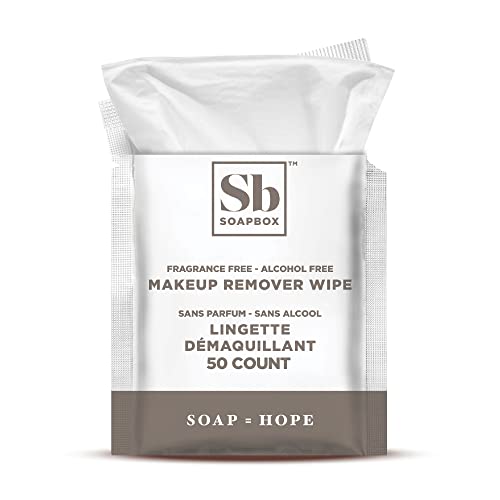 Soapbox Fragrance-Free Makeup Remover Wipes - Gentle Facial Cleansing Wipes for Dirt and Oil, Alcohol Free Makeup Remover Pads 50 Count