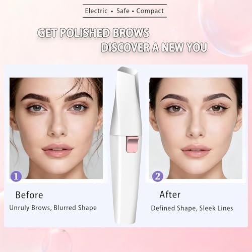 Eyebrow Trimmer Facial Hair Removal for Women, 2 in 1 Electric Rechargeable Face Shaver & Eyebrow Razor with Painless Gentle Trimming - for Face, Upper Lip, Eyebrows