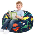 Dinosaur Bean Bag Chair for Kids & Teens - Large 27 Inch Floor Lounger with Memory Foam & Washable Velvet Cover Variation of Dinosaur / Large