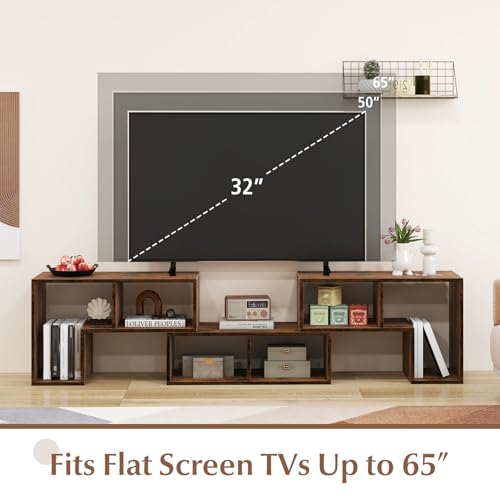 GIANTEX Brown Free-Combination TV Stand for 50-65 Inch Televisions, 3-Piece Media Console with Storage Cubes