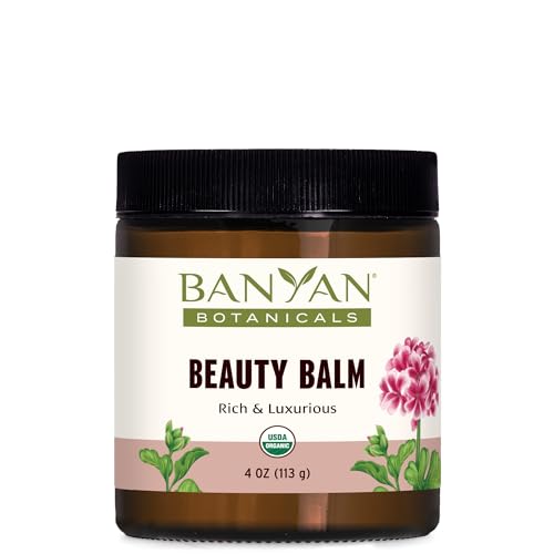 Beauty Balm - Organic Face & Body Moisturizer with Shatavari & Ashwagandha, Night & Hand Care, 4 oz - Vegan & USDA Organic