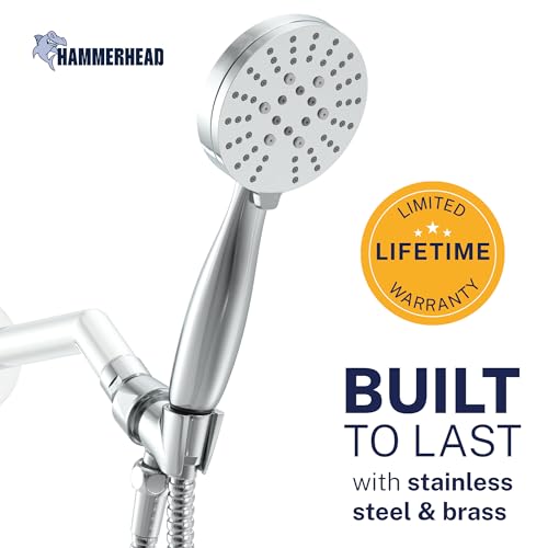 HammerHead Metal 3-Spray Handheld Shower Head with 72-Inch Hose - Polished Chrome, 2.5 GPM
