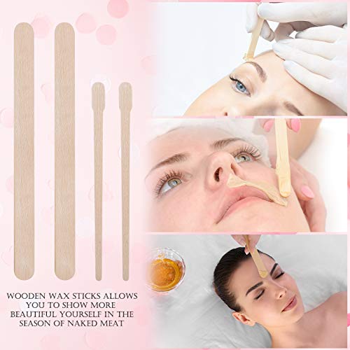 Maitys 1000 Pcs Wooden Wax Sticks Spatula Wax Applicator Sticks Wood Craft Sticks Include 500 Pcs Large Eyebrow Wax Applicator and 500 Pcs Small Wood Waxing Applicator Stick for Body Face Hair Removal