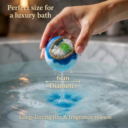 Luxury Crystal Geode Bath Bomb Gift Set with 6 Large Scented Fizzers in Magnetic Box