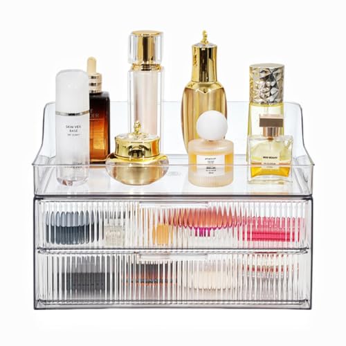 Makeup Organizer Countertop Large Cosmetic Display Cases Cosmetic Organizer Skin care Organizer, 2 Drawers