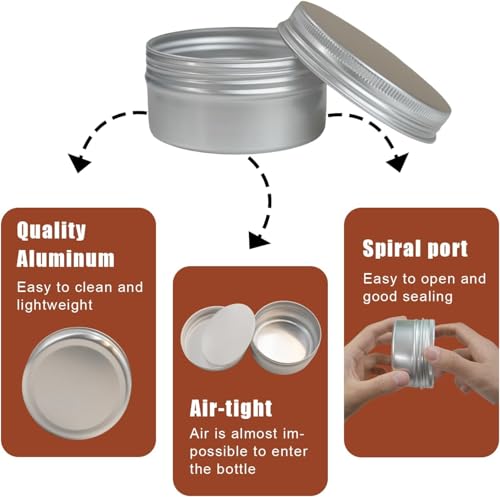 Silver 3 oz Tin Salve Containers - 40 Pack Refillable Aluminum Jars with Lids & Labels