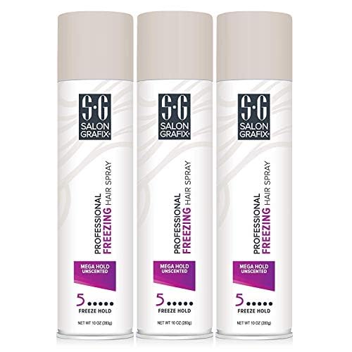 Salon Grafix Professional Freezing Hair Spray, Unscented, Mega Hold Styling Mist 10, 10-Ounce Spray Bottle (Pack of 3)