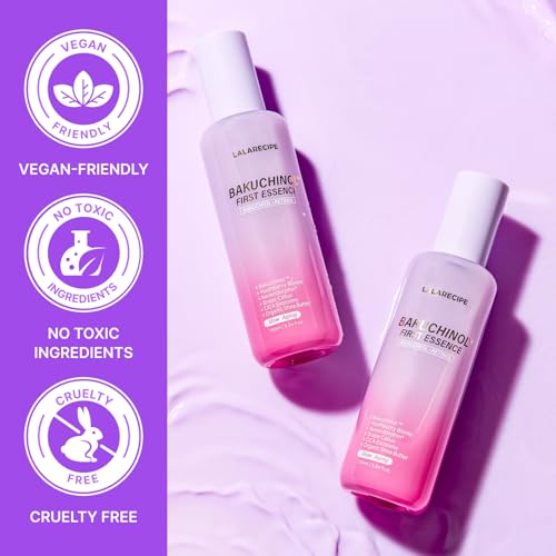 LALARECIPE Bakuchinol First Essence, Bakuchiol + Retinol Milky Toner with Peptides & Niacinamide, Fine Lines, Texture & Dark Spot Care, Korean Skincare for All Skin Types (5.24 Fl Oz / 155ml)