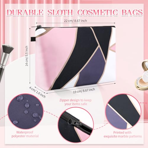 16 Pcs Marble Makeup Bags Bulk Set for Women – Canvas Cosmetic Pouches with Vivid Floral Design