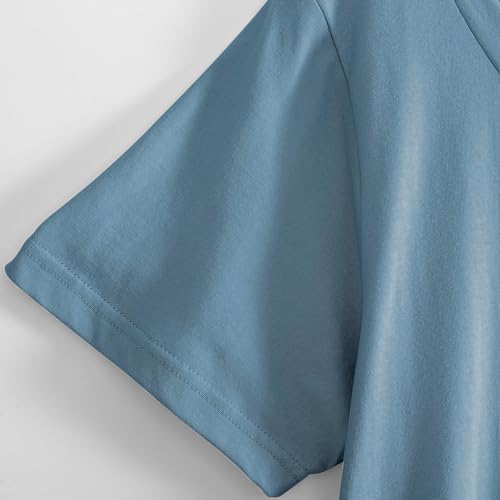 PNAEONG Women's Cotton Nightgown - Short Sleeve Long Nightshirt - Medium C Good Night