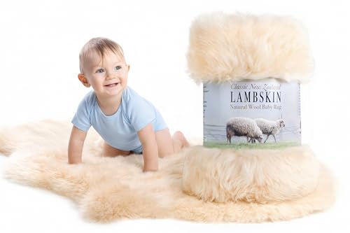 New Zealand Lambskin Baby Rug 2x3 ft Natural Sheepskin Nursery Decor – Ethical & Washable