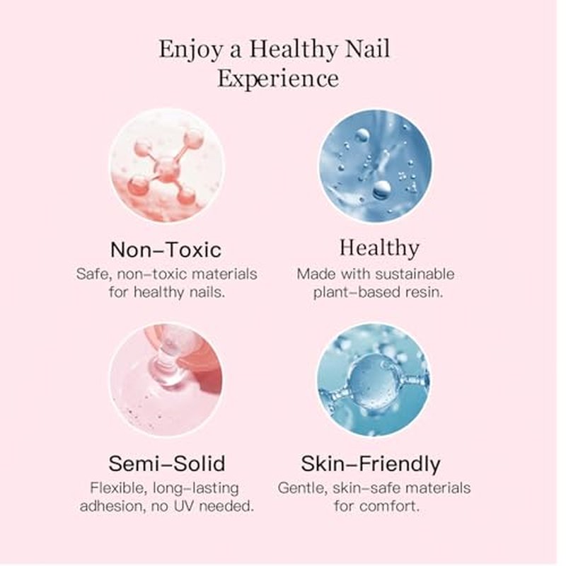 CurvLife Nail Tips Semi Solid Nail Glue 2g (5pcs) - Super Strong, Soft Glue Gel Quick Drying Adhesive for Press On Nails, No UV Light Needed