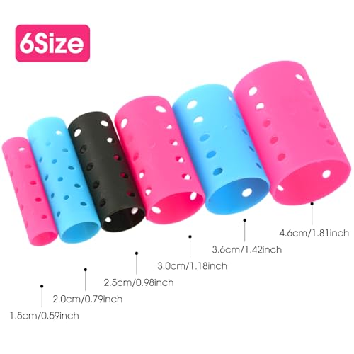 Plastic Hair Curlers Set with Pins Clips & Hair Nets - Multiple Sizes