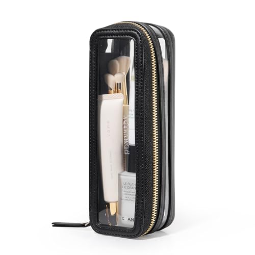 Small Waterproof Toiletry Organizer Train Case Black - Transparent Makeup Bag