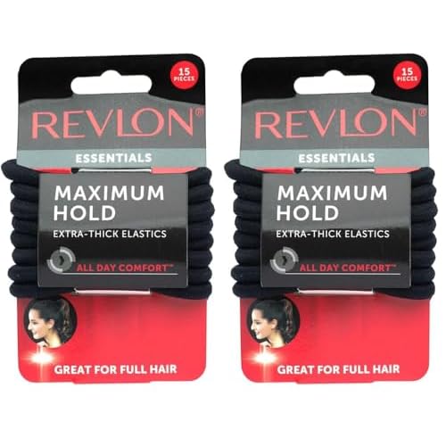 REVLON Extra Thick Black Hair Elastics,(Pack of 30)