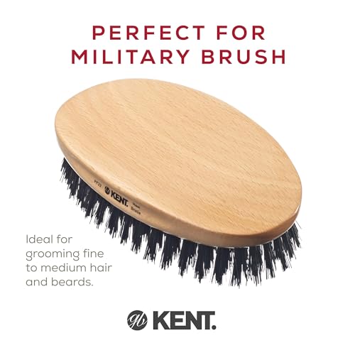 Kent PF22 Oval Black Military Brush - Boar & Nylon Bristle Grooming Brush - Variation PF22