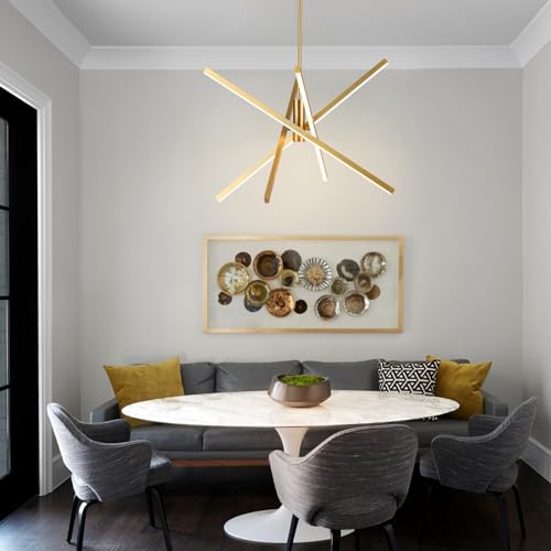 Gold Sputnik Chandeliers - 4-Light Modern LED Linear Pendant for Dining Room - Gold