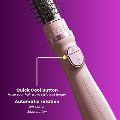 Pink 3-in-1 Rotating Hair Dryer Brush with 3 Attachments for Styling & Volumizing