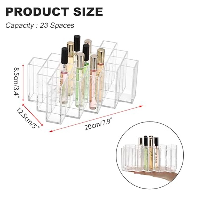ELLDOO Rollerball Perfume Organizer, 23 Spaces Clear Acrylic Perfume Storage Holder Beauty Scent Holder, Stackable Makeup Lipgloss Lipstick Display Case Lip Gloss Storage Stand (5-Tier)