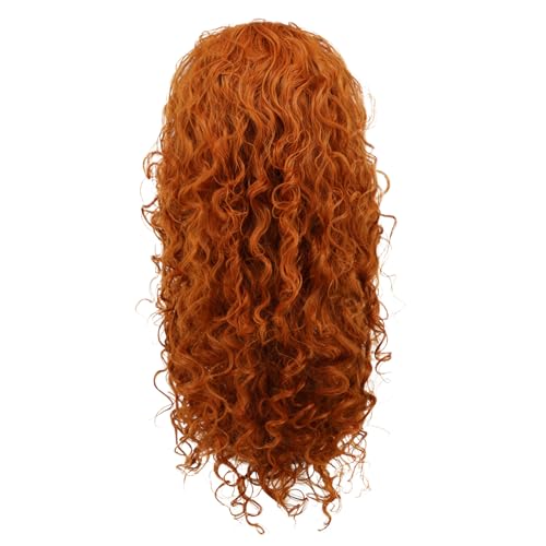 Women Fluffy Long Curly Orange Ginger Cosplay Wig for Halloween & Parties
