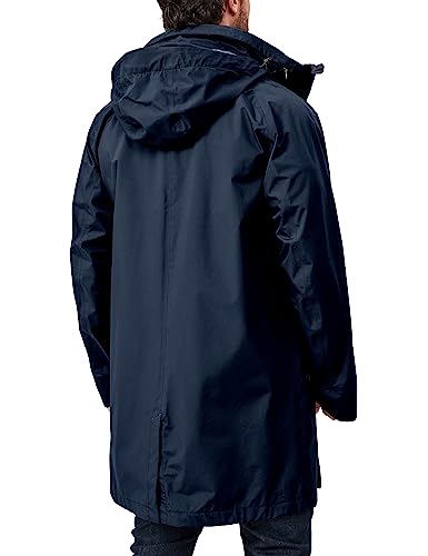 Men's Waterproof Long Rain Shell Jacket - Windbreaker, XX-Large Dark Blue