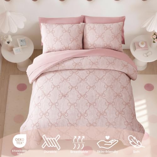 Pink Bow Full Size Comforter Set for Girls - 7 Pieces Bed in a Bag - Variation of THIS listing